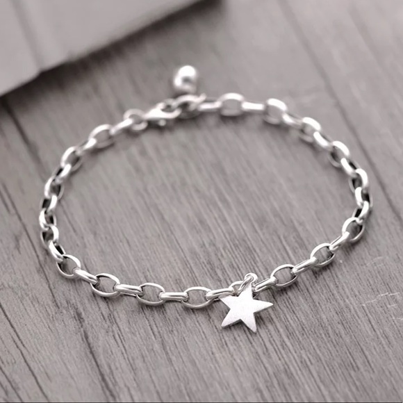 NEW 925 STERLING SILVER STAR PENDANT BRACELET, NICE BRACELET, CUTE BRACELET - Picture 2 of 9
